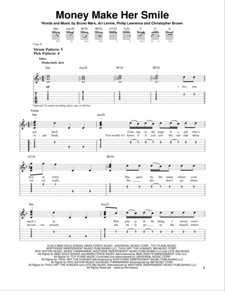 Money Make Her Smile Acoustic Guitar scores gallery preview page 1