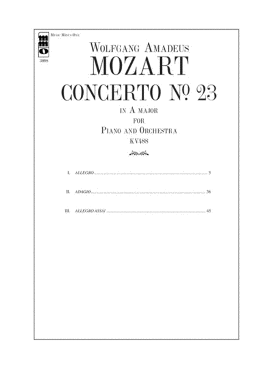 Mozart – Concerto No. 23 in A Major, KV488 Piano Solo scores gallery preview page 2