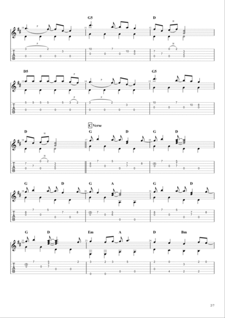 Moonshadow Guitar Tablature scores gallery preview page 3