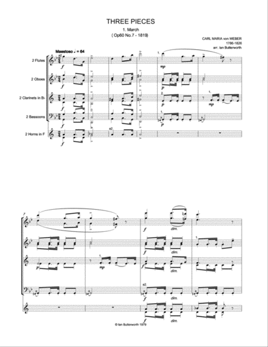 WEBER 3 Pieces for woodwind & horns Horn scores gallery preview page 2