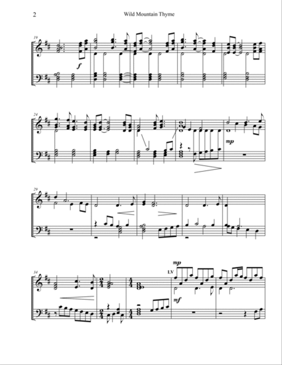 Wild Mountain Thyme Handbell Choir scores gallery preview page 2