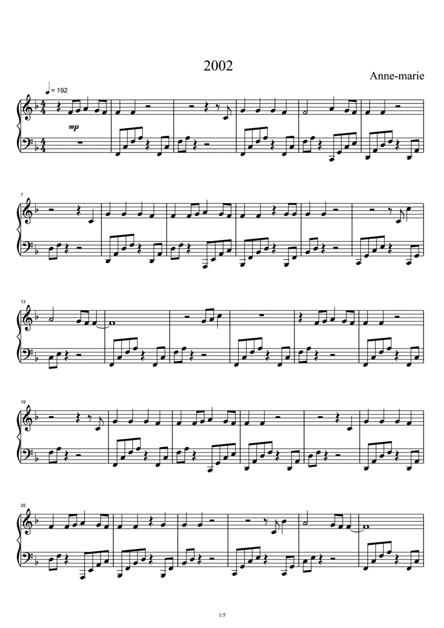 2002 Piano Solo scores gallery preview page 1