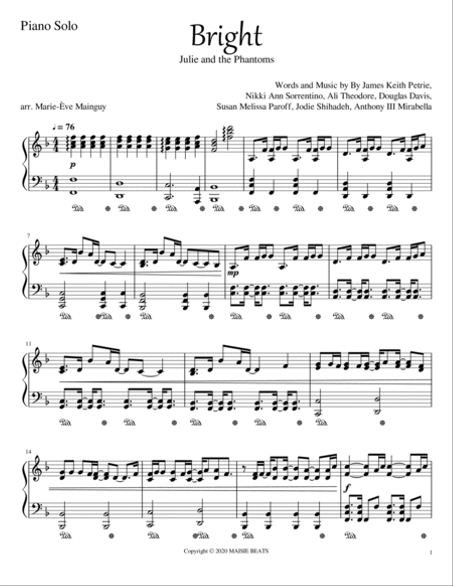 Bright Bright Piano Solo scores gallery preview page 1