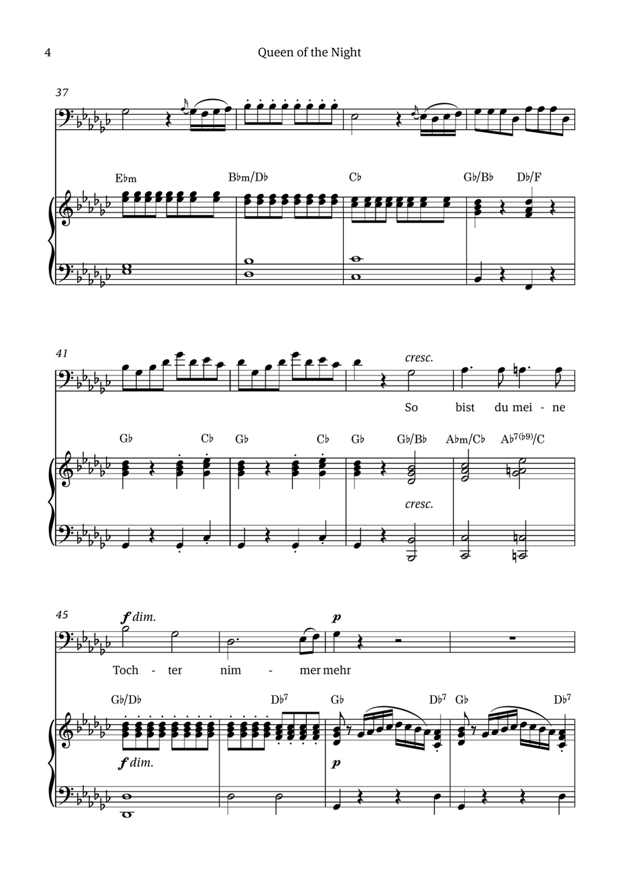 Queen of the Night (aria) - for BASS in Eb minor (with chords) Chamber Music scores gallery preview page 4