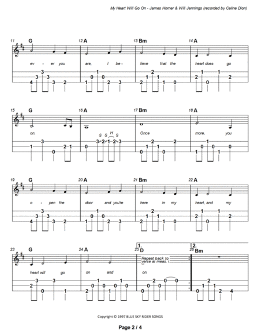 My Heart Will Go On (Love Theme from Titanic) Dulcimer scores gallery preview page 3