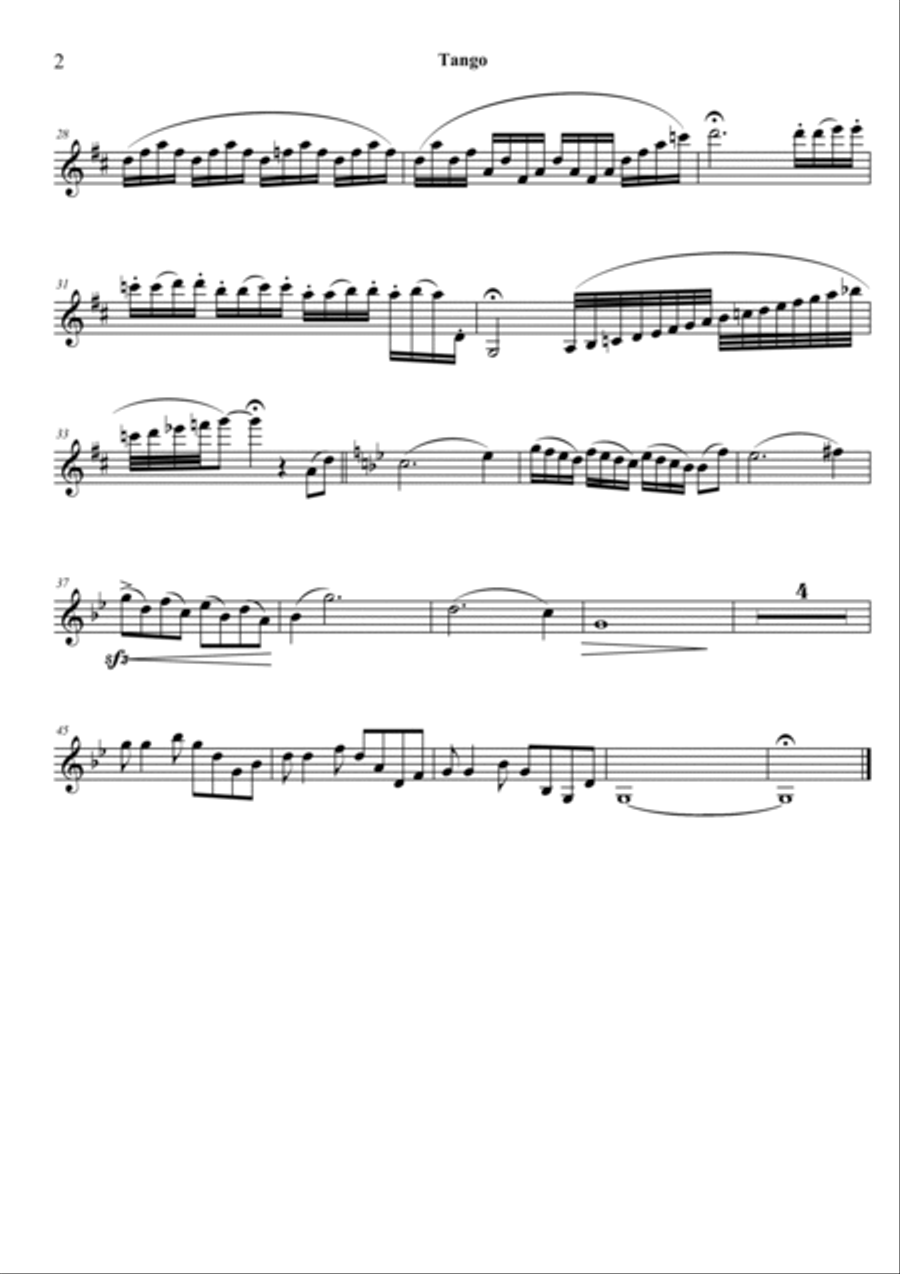 Tango for Clarinet and Piano Clarinet Solo scores gallery preview page 2