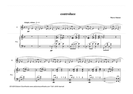Marco Simoni: CONTROLUCE (ES 629) per flauto e pianoforte