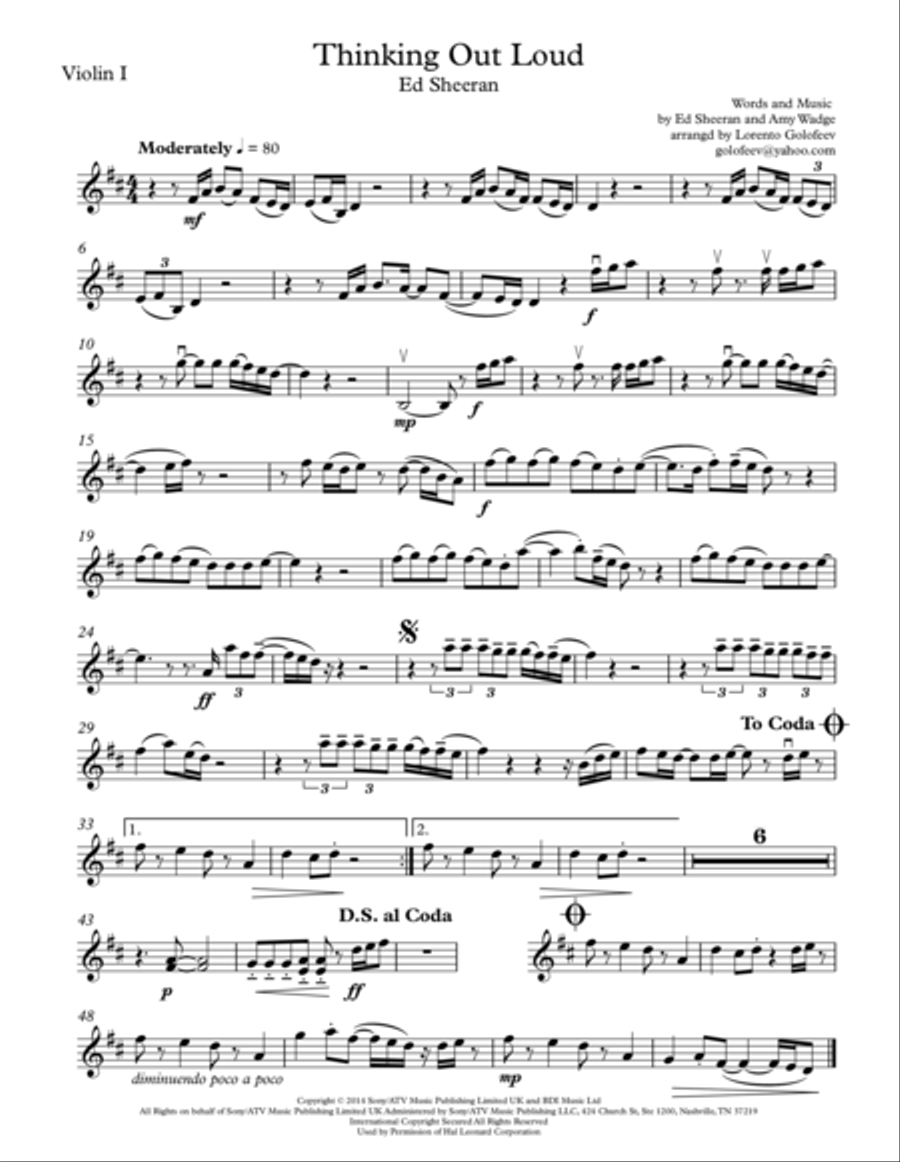 Thinking Out Loud String Quartet scores gallery preview page 1