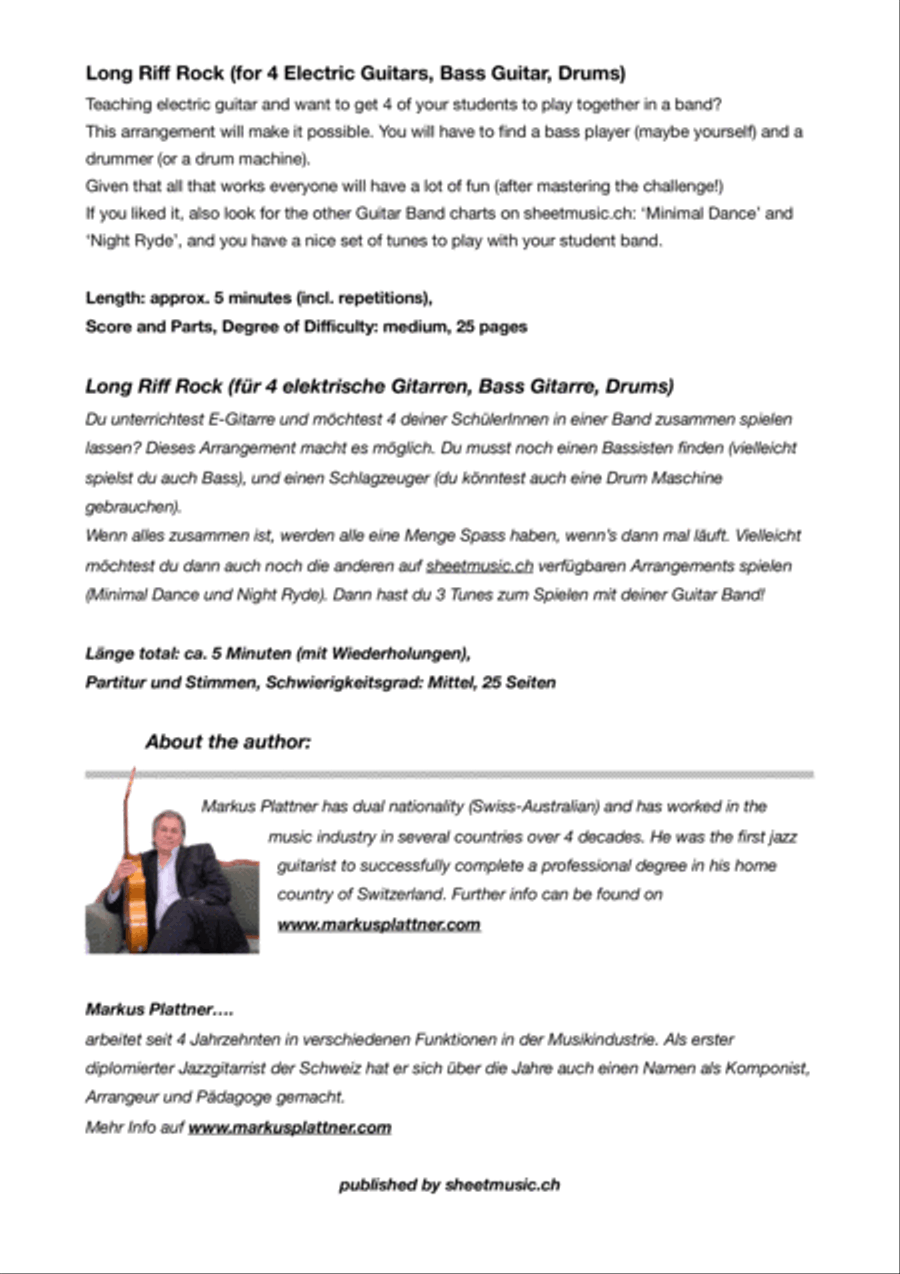 Long Riff Rock for Guitar Band Small Ensemble scores gallery preview page 2