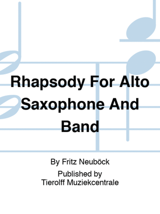 Book cover for Rhapsody For Alto Saxophone And Band