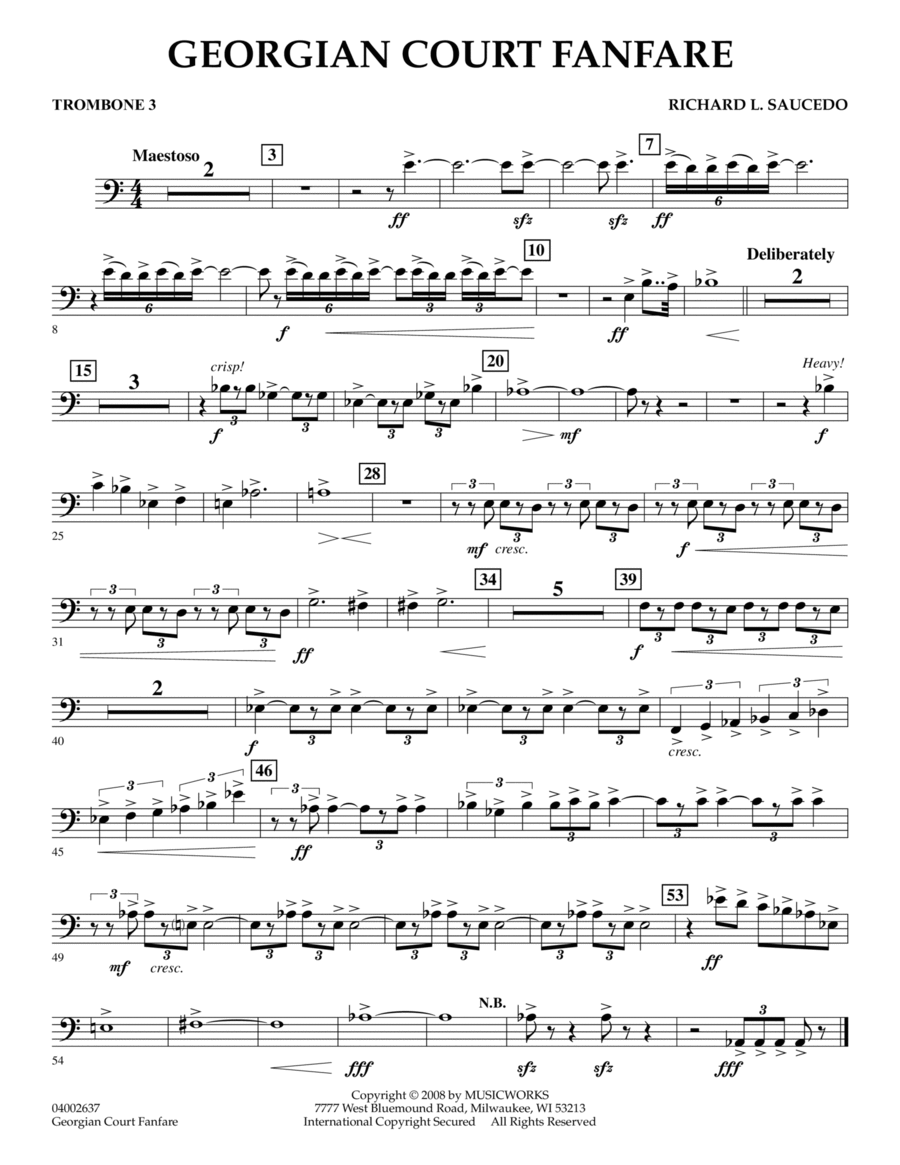 Georgian Court Fanfare - Trombone 3 Trombone scores gallery preview page 1