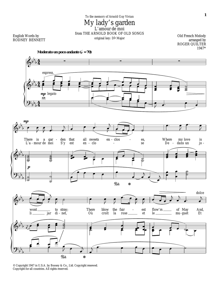 My Lady's Garden (L'amour De Moi) Piano, Vocal scores gallery preview page 1