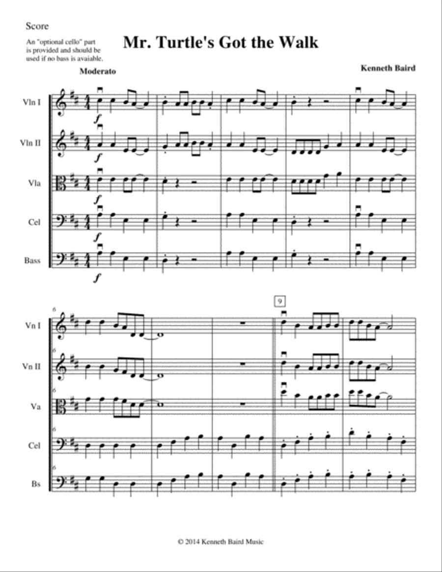Mr. Turtle's Got the Walk String Orchestra scores gallery preview page 1