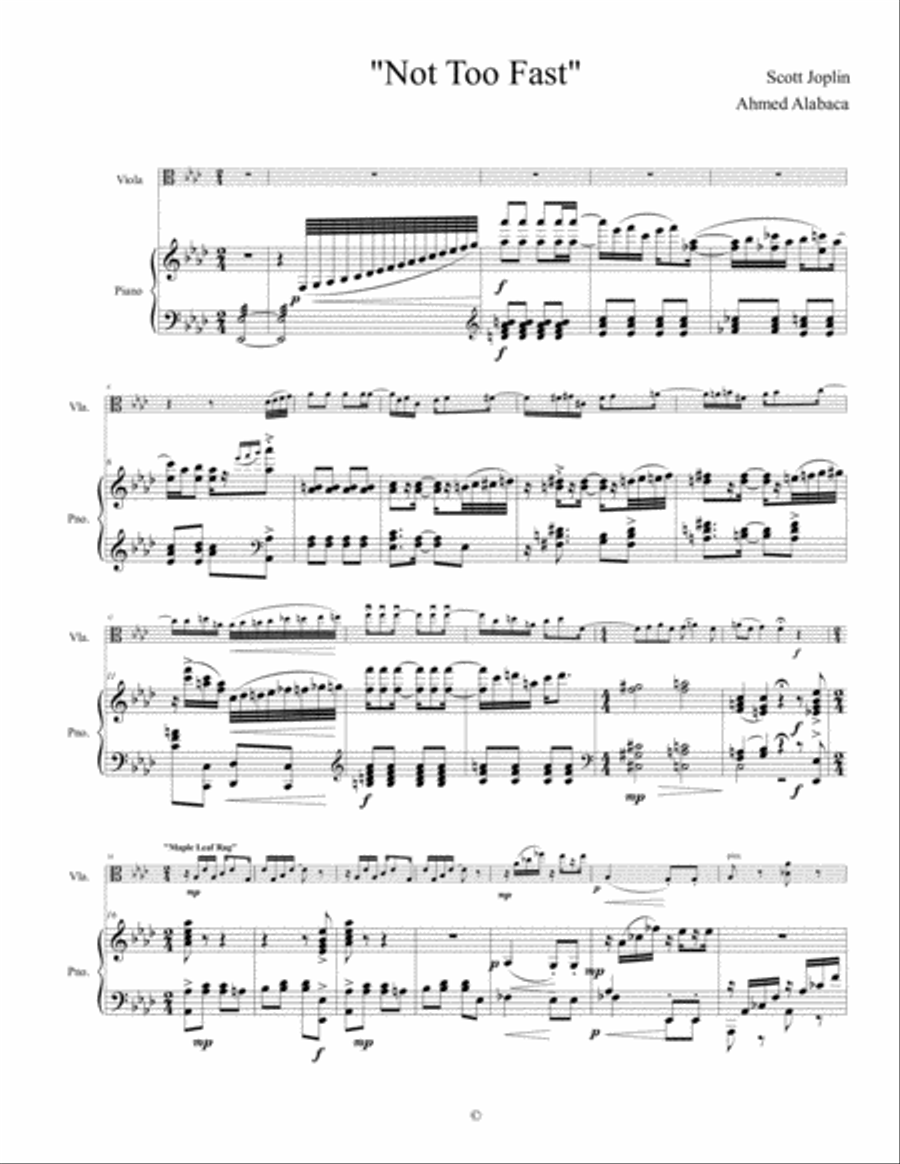 Not Too Fast - A Ragtime Medley Viola scores gallery preview page 1