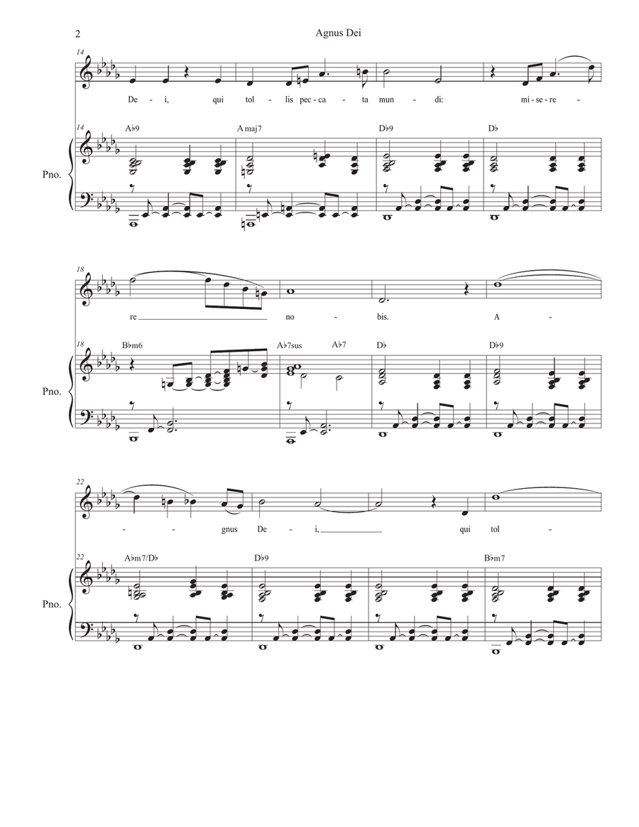 Agnus Dei (Mass of Peace and Justice) (Unison choir - High Key) Unison Choir scores gallery preview page 2