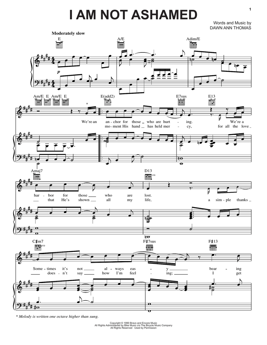 I Am Not Ashamed I Am Not Ashamed Piano, Vocal, Guitar scores gallery preview page 1