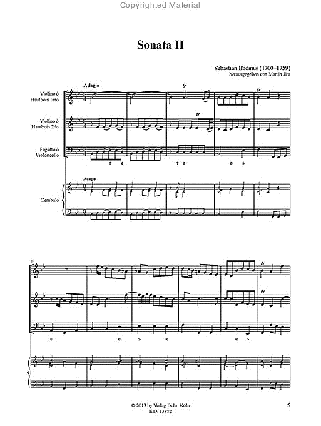 Sonata II für 1. Violine (Oboe), 2. Violine (Oboe) und Basso continuo B-Dur (aus: Musicalische Divertissements, Teil IV)