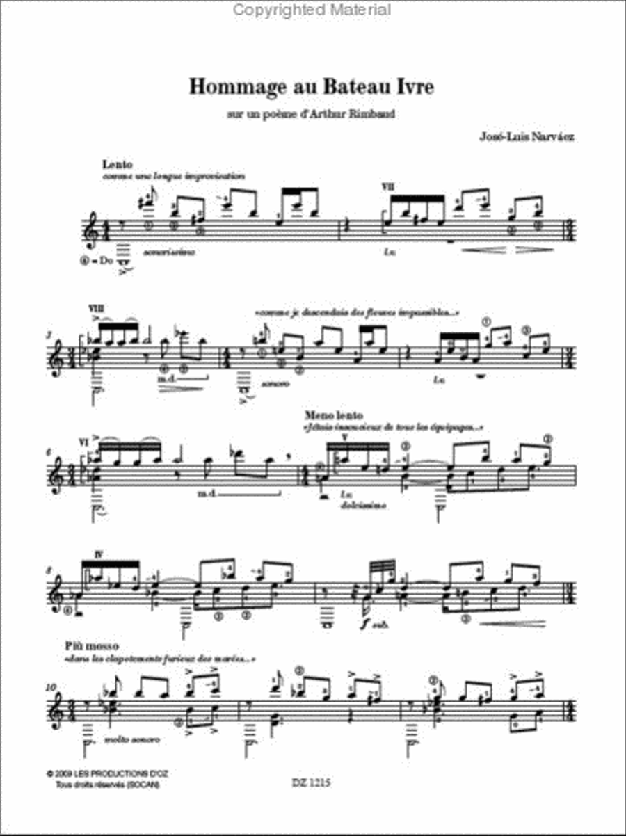 Hommage au Bateau Ivre Classical Guitar scores gallery preview page 2