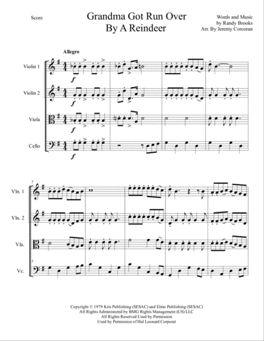 Grandma Got Run Over By A Reindeer String Quartet scores gallery preview page 2
