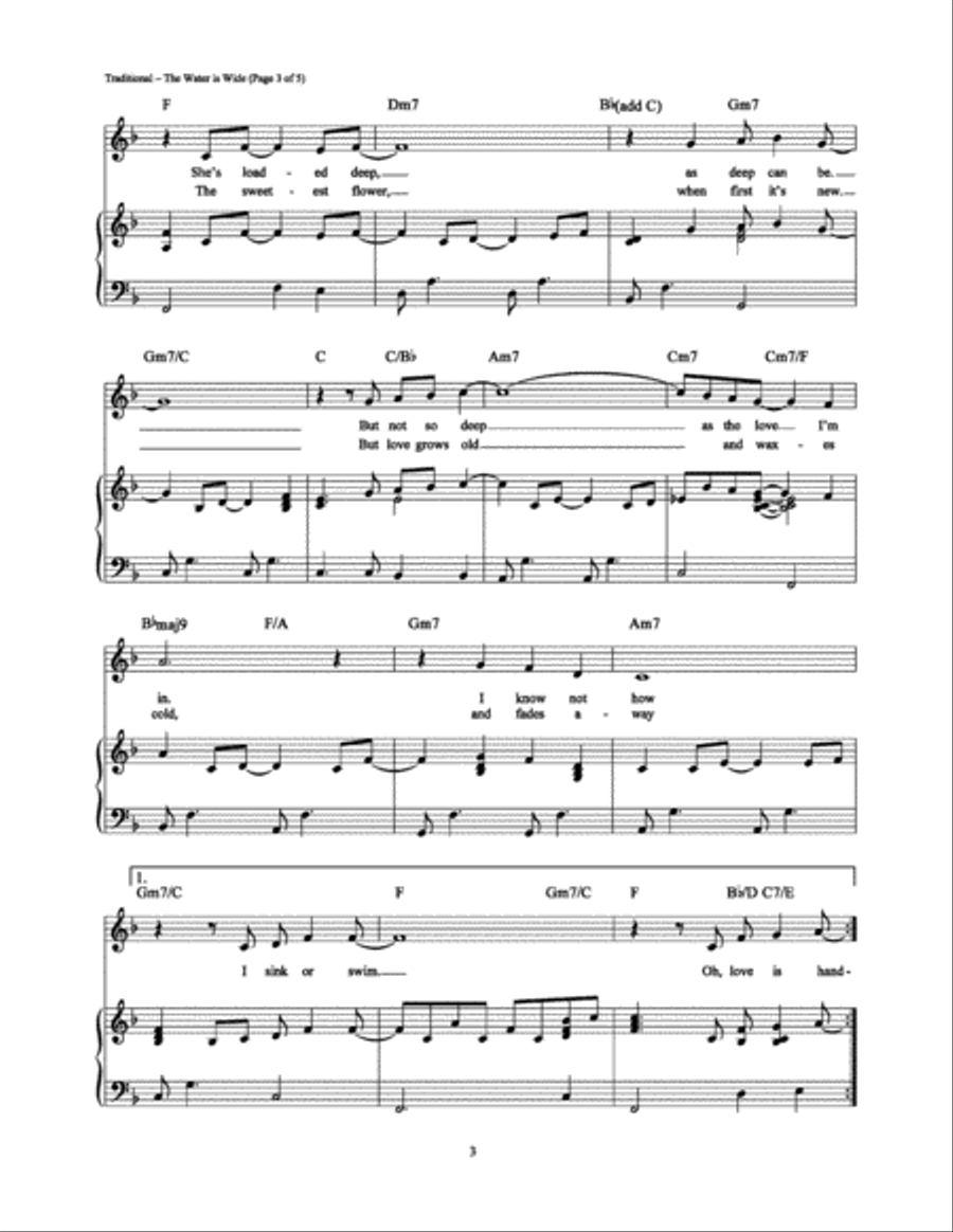 The Water is Wide Piano, Vocal, Guitar scores gallery preview page 3