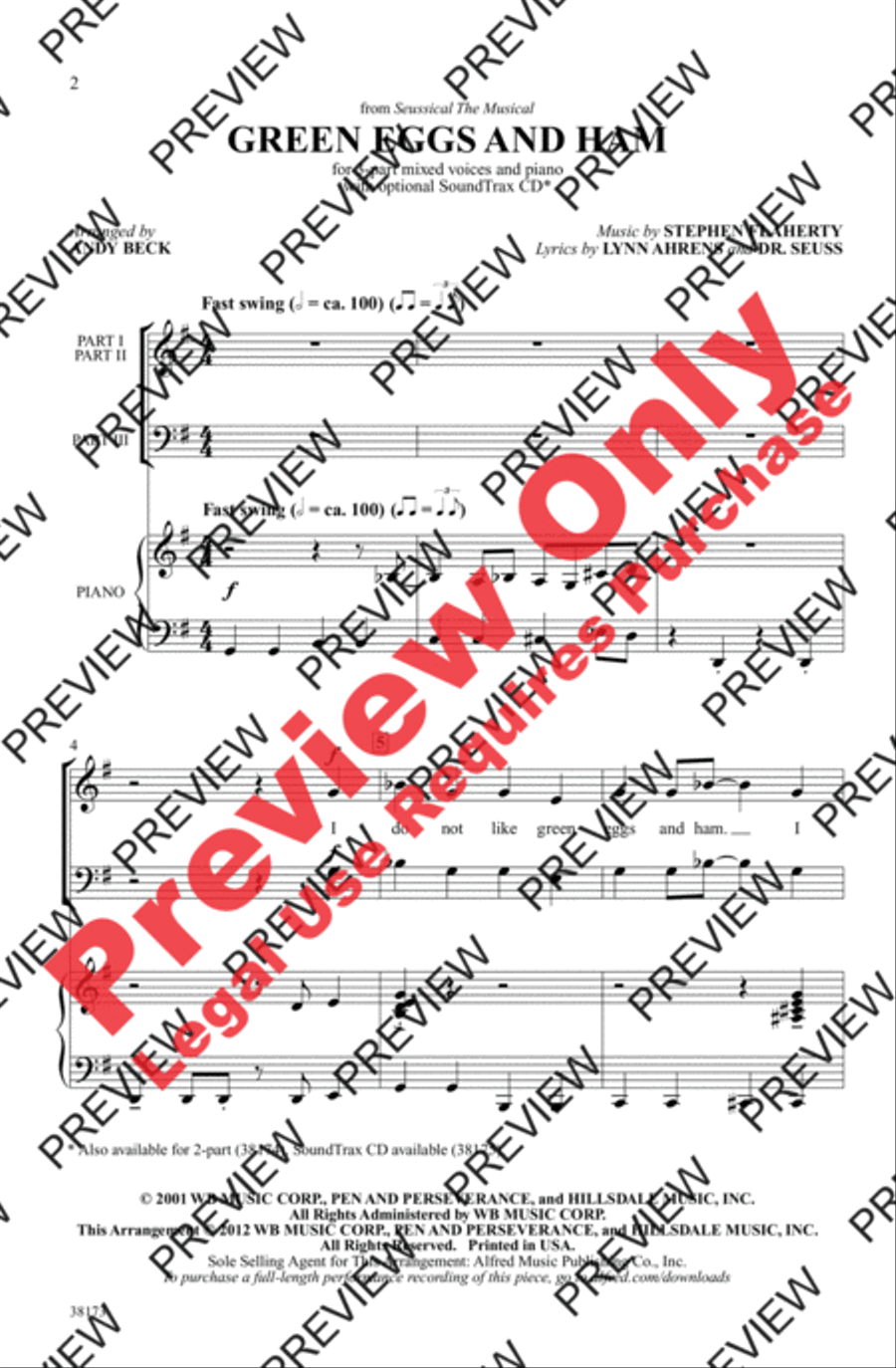 Green Eggs and Ham Green Eggs and Ham 3-Part scores gallery preview page 2