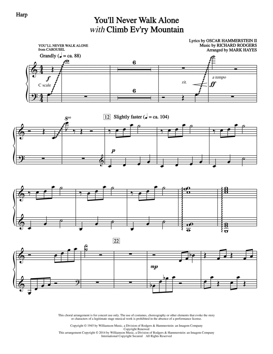 You'll Never Walk Alone (with Climb Every Mountain) - Harp Choir scores gallery preview page 1
