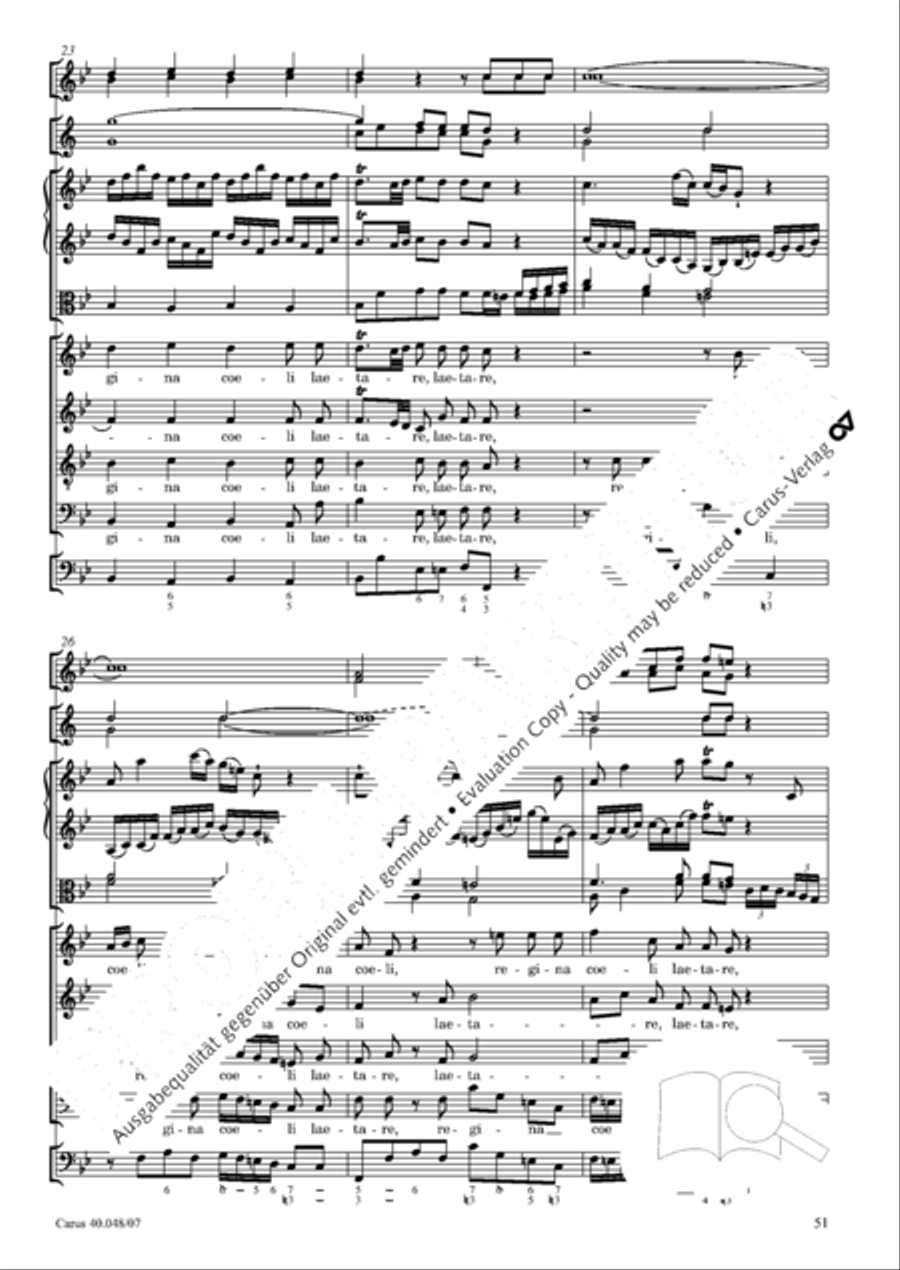 Regina coeli in B-Flat Major, K. 127 4-Part scores gallery preview page 52