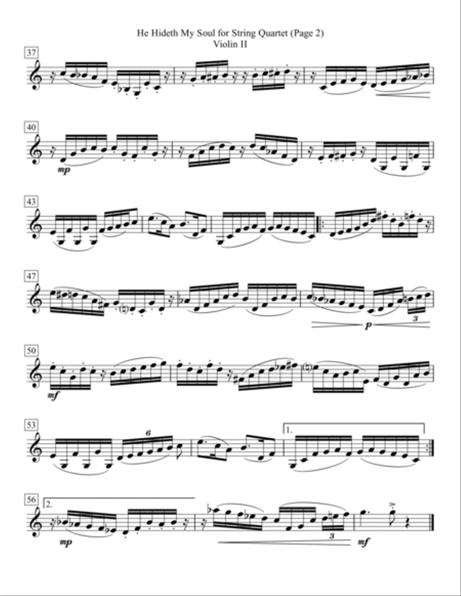 He Hideth My Soul for String Quartet String Quartet scores gallery preview page 4