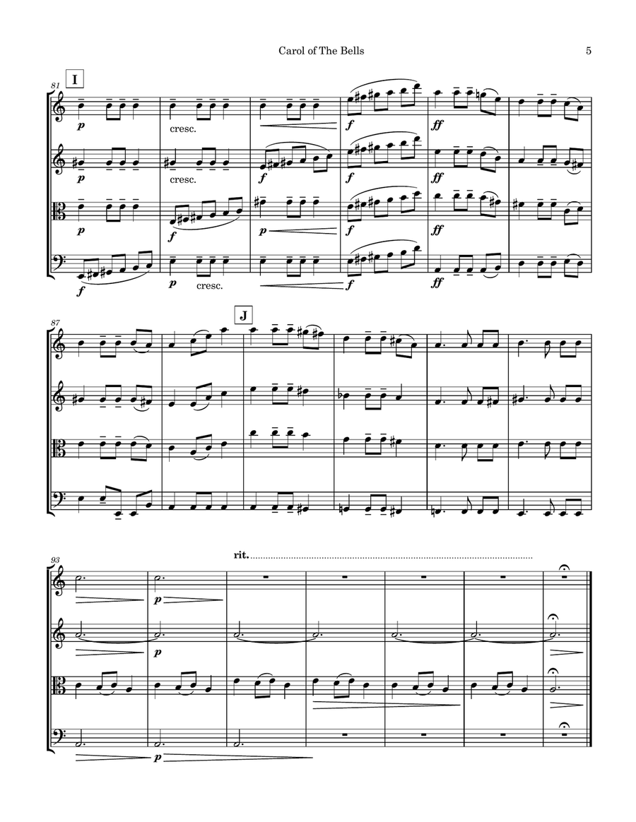 Carol of the Bells String Quartet String Quartet scores gallery preview page 6