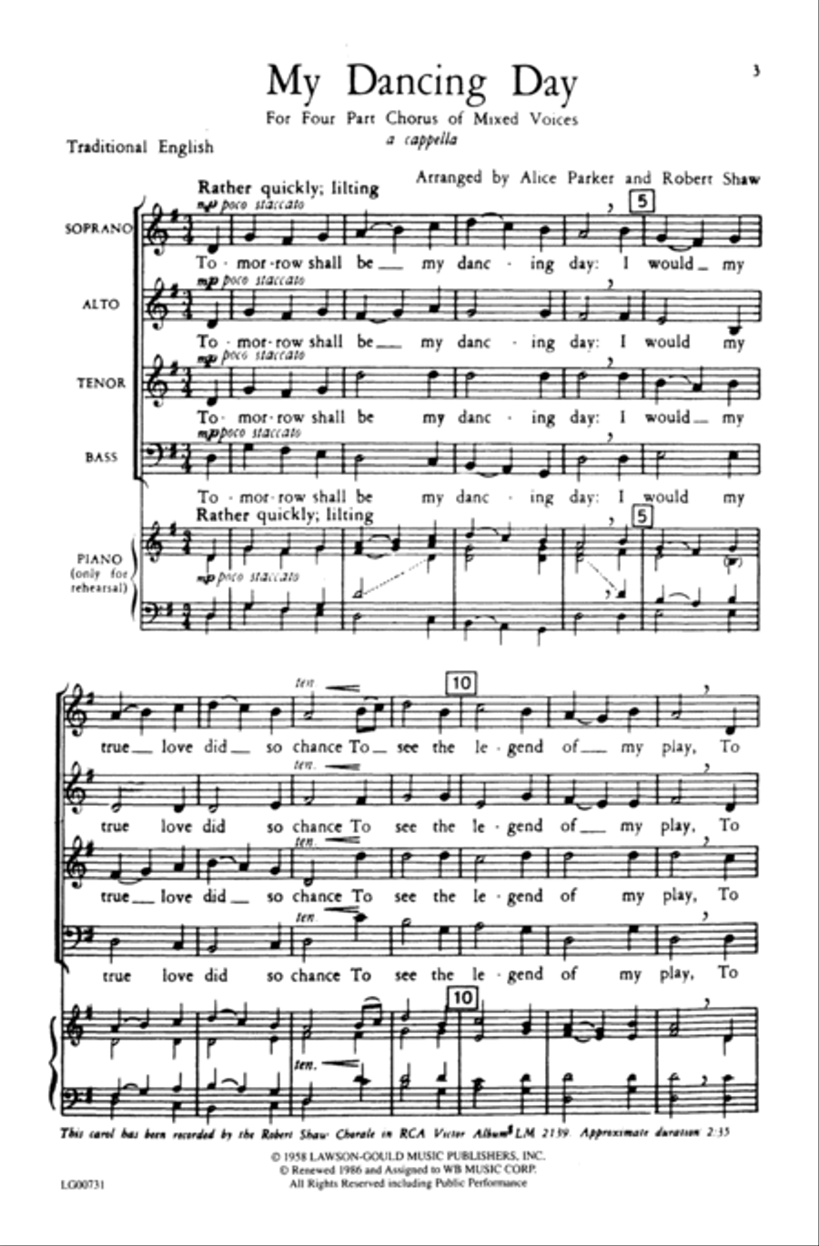 My Dancing Day My Dancing Day 4-Part scores gallery preview page 12