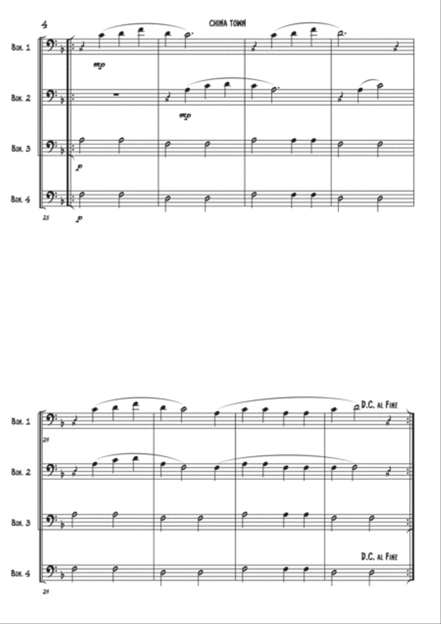 China town - Bassoon quartet Woodwind Quartet scores gallery preview page 4