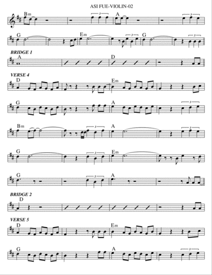 Asi Fue Asi Fue Violin Solo scores gallery preview page 2