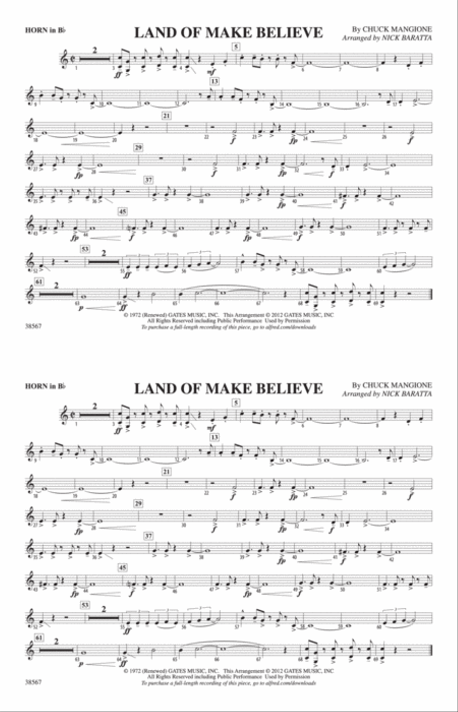 Land of Make Believe: Horn in B flat Marching Band scores gallery preview page 1