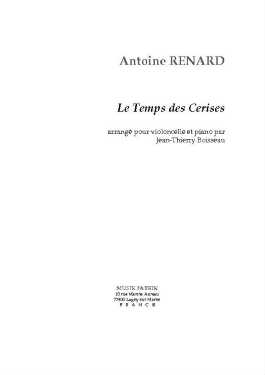 Le Temps des Cerises Le Temps des Cerises Piano scores gallery preview page 1