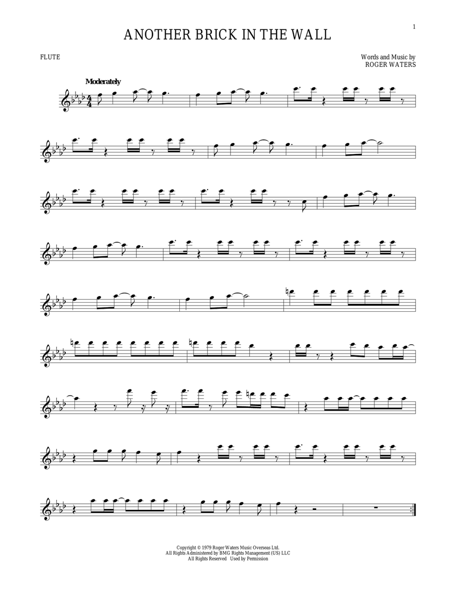 Another Brick In The Wall Flute Solo scores gallery preview page 1