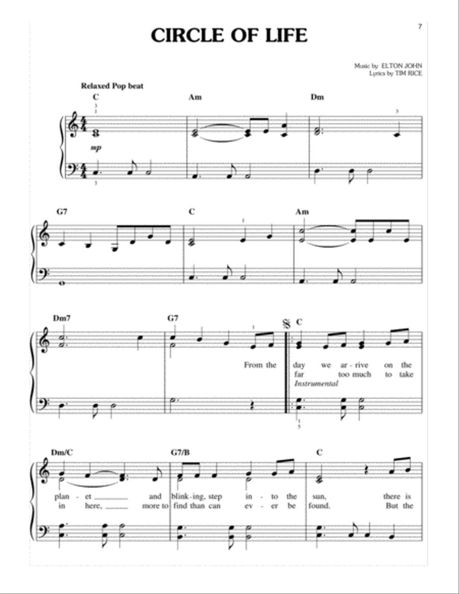 Circle Of Life (from The Lion King: Broadway Musical) Easy Piano scores gallery preview page 1