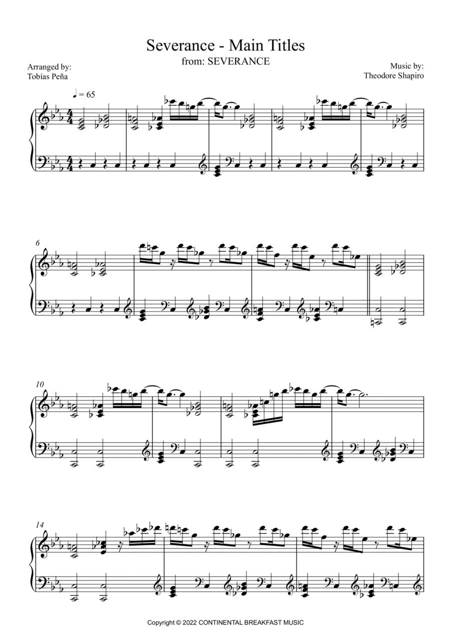 Severance - Main Title Theme Piano Solo scores gallery preview page 1
