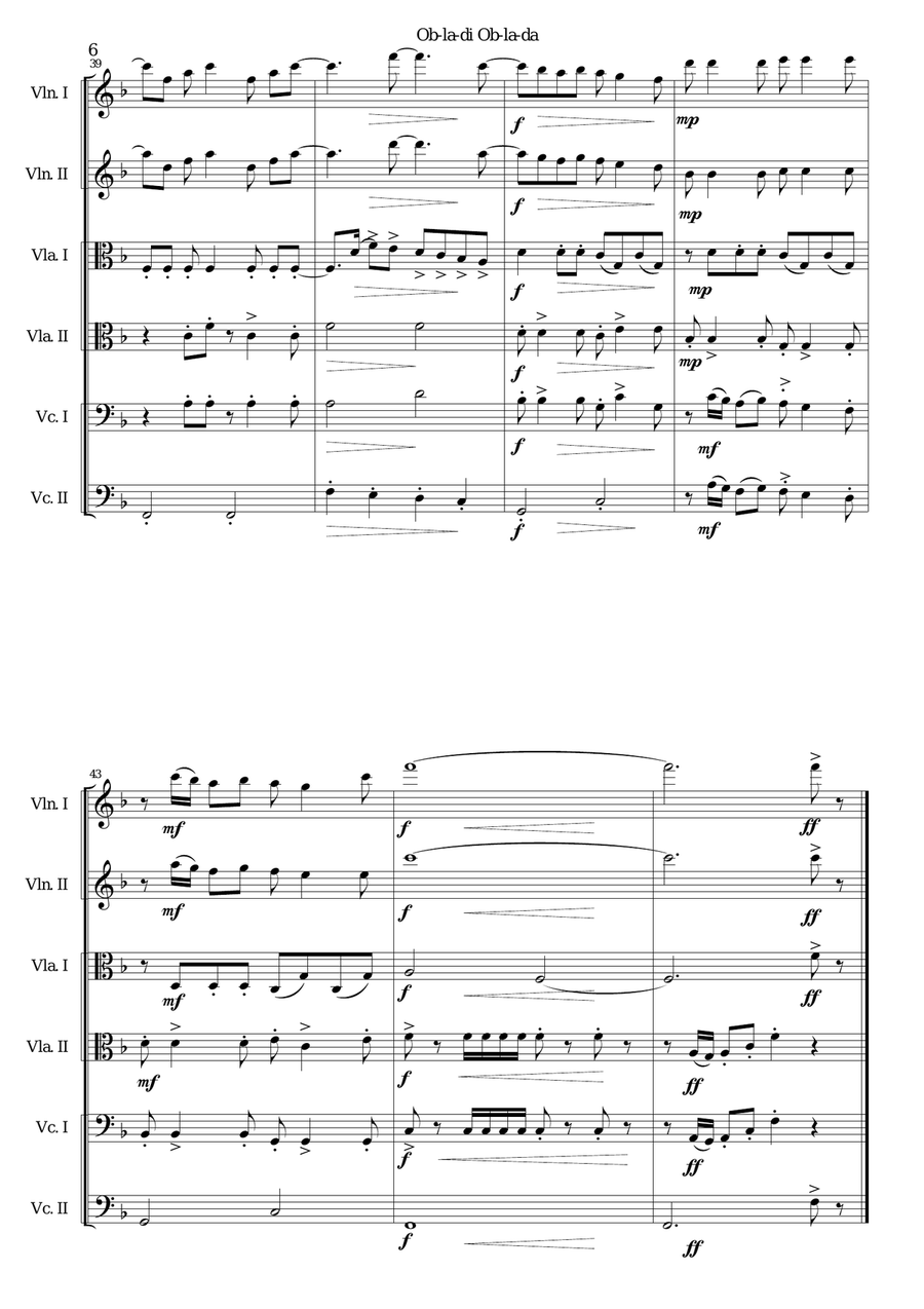Ob-La-Di, Ob-La-Da String Trio scores gallery preview page 6
