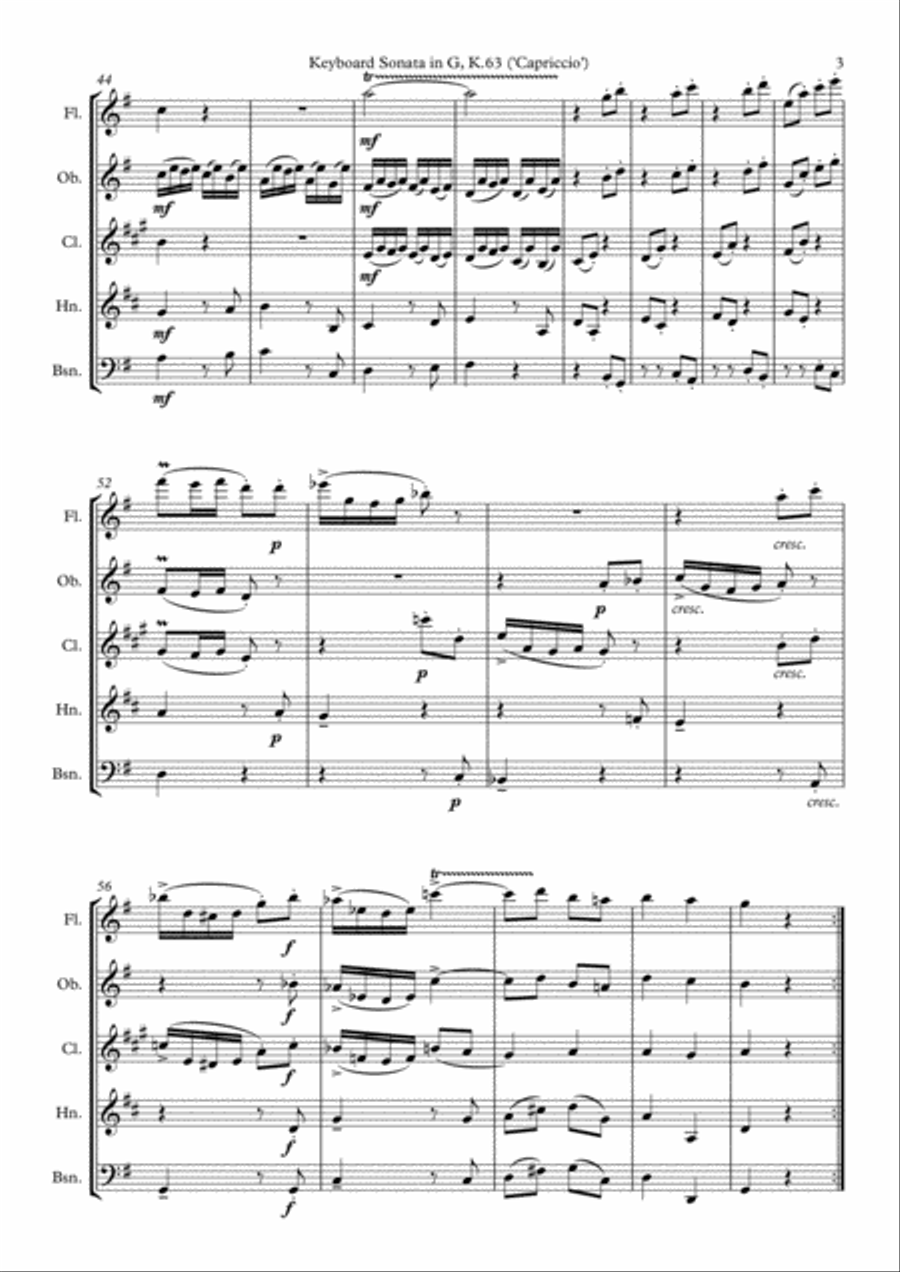 Scarlatti Capriccio arranged for Woodwind Quintet Woodwind Quintet scores gallery preview page 4
