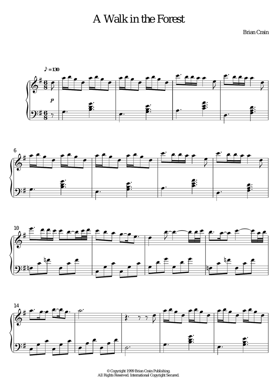 A Walk In The Forest A Walk In The Forest Piano Solo scores gallery preview page 1