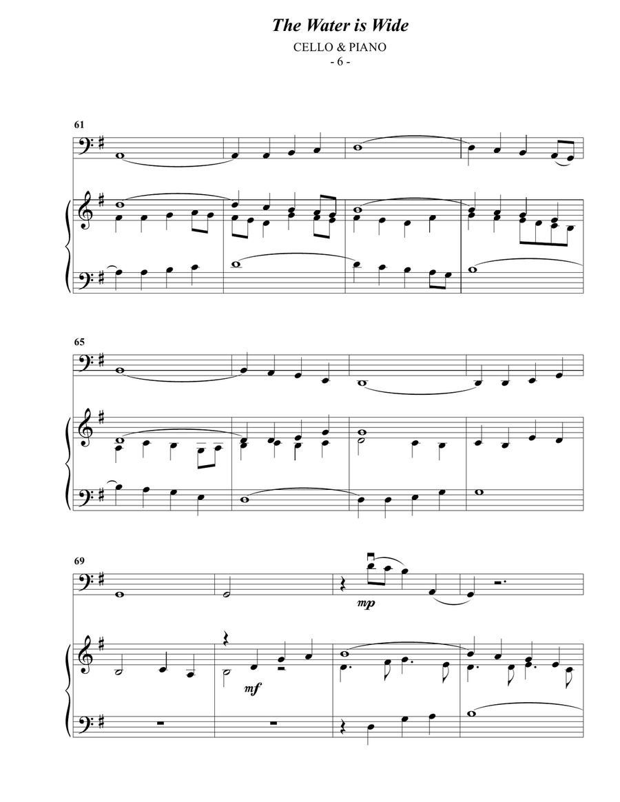 The Water is Wide for Cello & Piano Piano scores gallery preview page 6