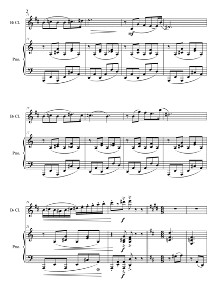 Rhapsody No. 1 for Clarinet and Piano Clarinet Solo scores gallery preview page 2