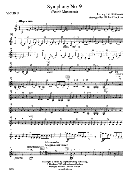 Music　Beethoven　Orchestra　Sheet　Digital　Full　Music　by　Sheet　van　(Fourth　2nd　Ludwig　Violin　Movement):　No.　Symphony　Plus