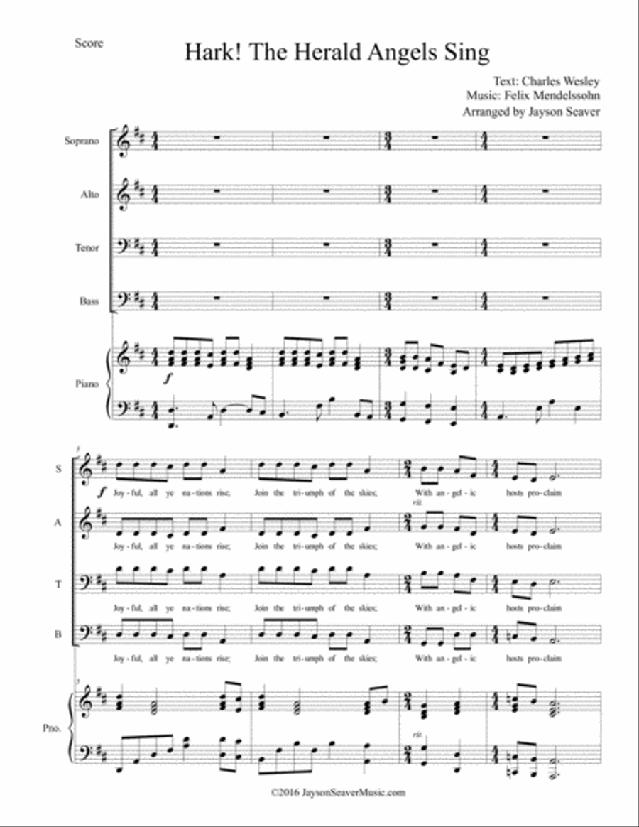 Hark! The Herald Angels Sing 4-Part scores gallery preview page 2