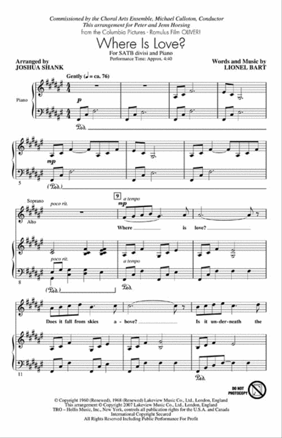 Where Is Love Where Is Love 4-Part scores gallery preview page 2