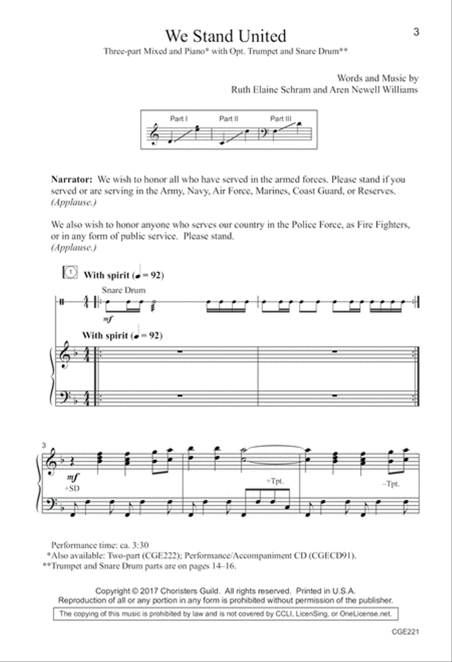 We Stand United Three-part Mixed 3-Part scores gallery preview page 3
