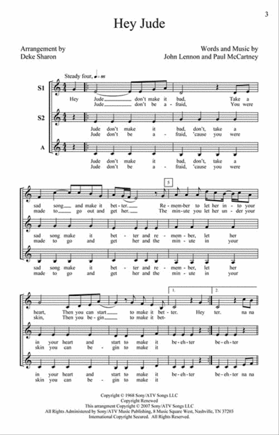 Hey Jude Hey Jude SSA scores gallery preview page 2