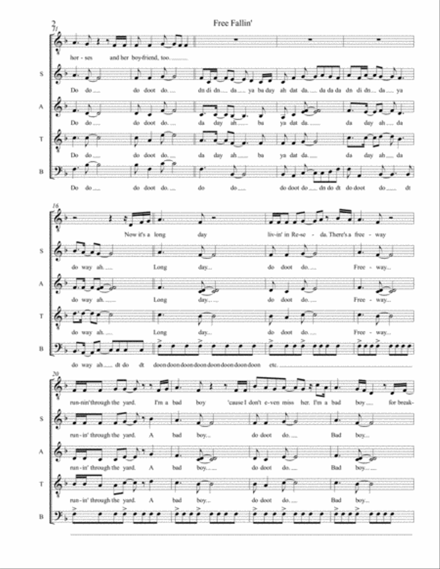 Free Fallin' Free Fallin' 4-Part scores gallery preview page 2