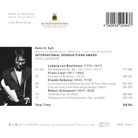 Hans H. Suh plays Beethoven, Debussy, Liszt, & Schumann