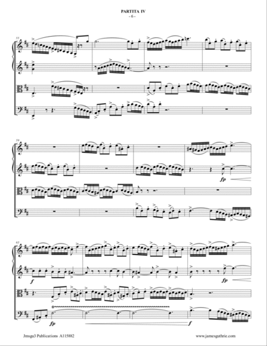 BACH: Partita No. 4 BWV 828 for String Quartet String Quartet scores gallery preview page 6